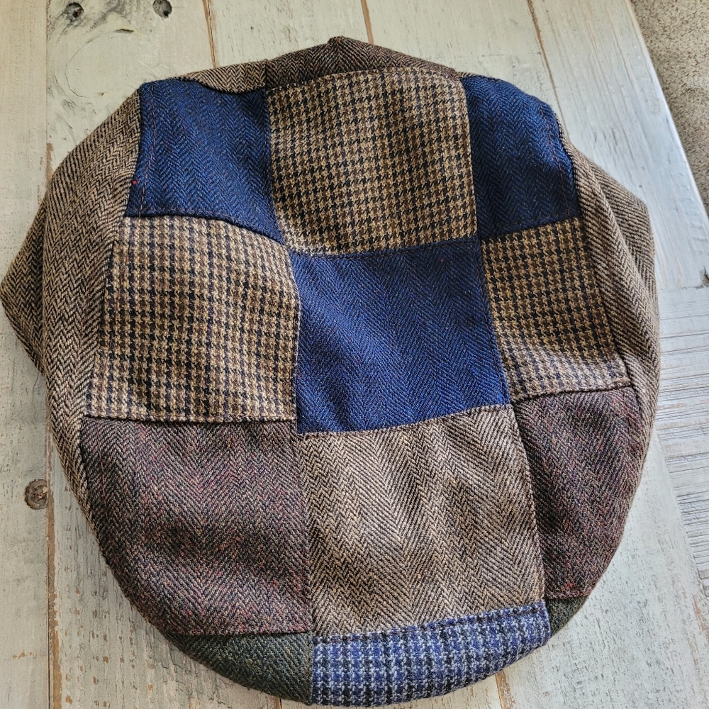 Stetson Patchwork Flat Cap - Blue And Brown - image 1